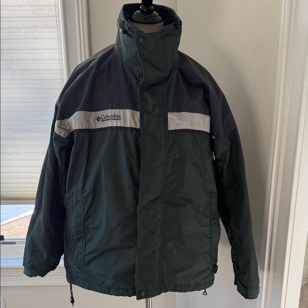 Columbia Bugaboo Fleece Interchange jacket in green and gray, Large, VGUC